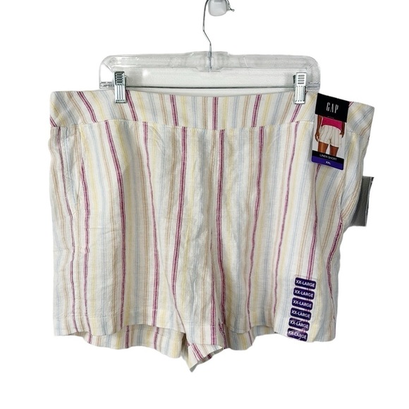 GAP Women's XXL Linen Short Dotted Sun Stripe Multi Pull On Pockets NWT - Picture 3 of 14